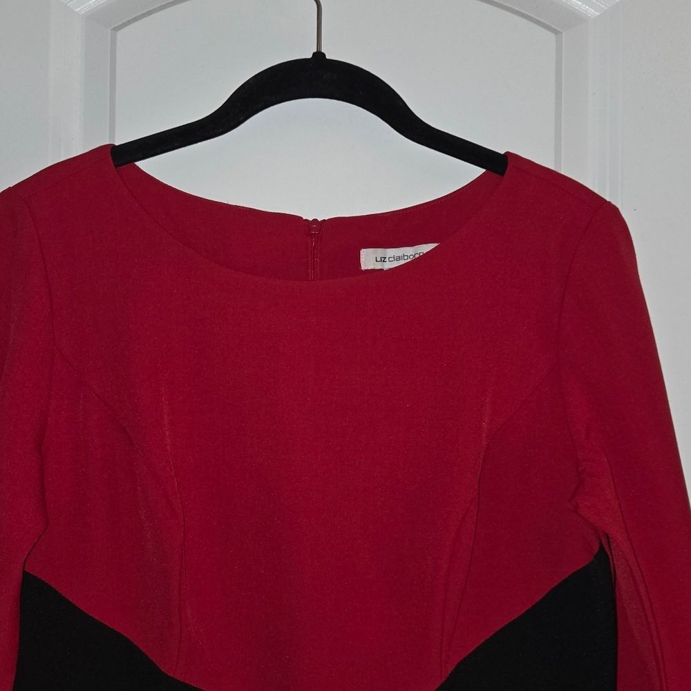 Liz Claiborne Red Black Colorblock Career Dress - Picture 5 of 10